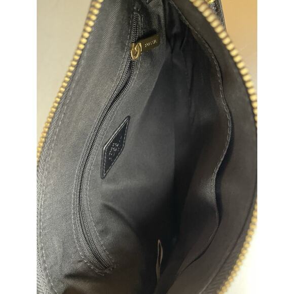 Fossil Black Leather Shoulder Bag Purse Minimalist Small Classic - Picture 3 of 6